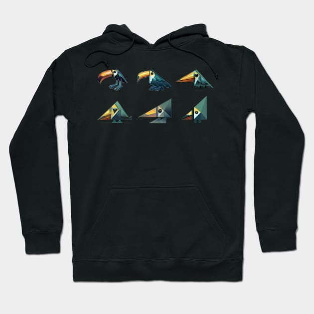 Toucan Stylized Triangular Arrangement Hoodie by evumango